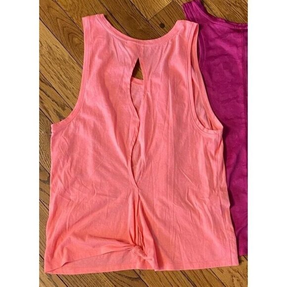 Victoria Sport Secret Sz XS Neon Cut Out Back Tie Knotted Tank Top Tee  Logo - Picture 4 of 11